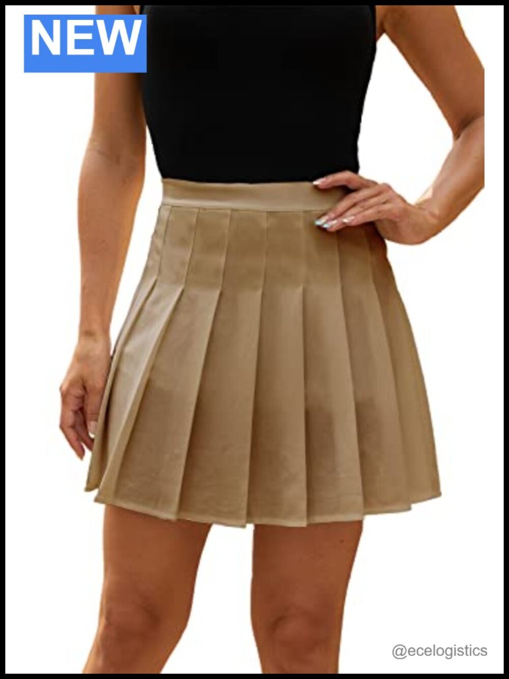 Pleated Tennis Skirt High Waist Stretchy with Inner Shorts Mini Skirt Womens